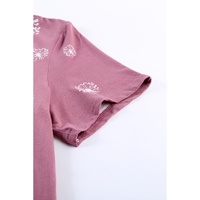 Pink Dandelion Print Crew Neck T-shirt - M thumbnail