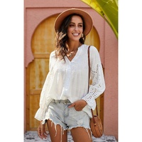 Azura Exchange Eyelet Button Down Top - M thumbnail