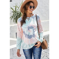 Multicolor Ombre Tie Dye Loose Leisure Sweatshirt - L thumbnail