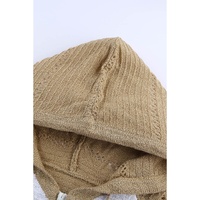Azura Exchange Zipped Front Colorblock Hollow-out Knit Hoodie - XL thumbnail