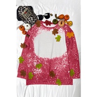Red Tie-dyed Crew Neck Pullover Sweatshirt - M thumbnail