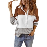 Azura Exchange Colorblock Pullover Sweatshirt with Turn-down Collar - M thumbnail