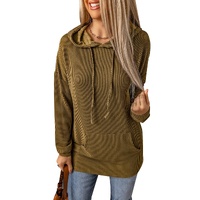 Azura Exchange Ribbed Drawstring Hoodie with Kangaroo Pocket - M thumbnail