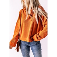 Azura Exchange Buttoned Hoodie with Patchwork Trim - S thumbnail