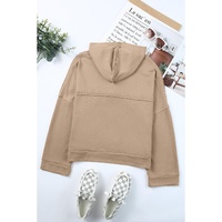 Azura Exchange Casual Khaki Hoodie with Patchwork Trim - M thumbnail