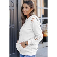 Azura Exchange Ripped Hooded Sweatshirt with Kangaroo Pocket - L thumbnail