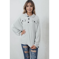 Azura Exchange Oversized Button Collared Sweatshirt - S thumbnail