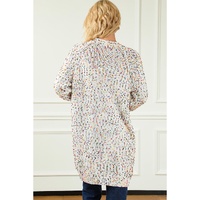 White Rainbow Popcorn Speckles Open Front Cardigan - S thumbnail