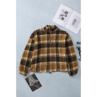 Azura Exchange Plaid Pattern Fleece Sweatshirt with Zip Collar - M thumbnail