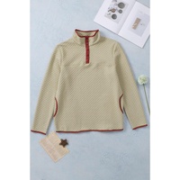 Azura Exchange Contrast Binding Snap Button Geometric Pullover Sweatshirt - L thumbnail