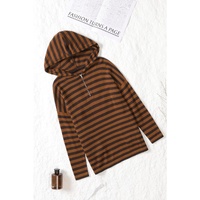 Azura Exchange Striped Knit Quarter Zip Hoodie - M thumbnail