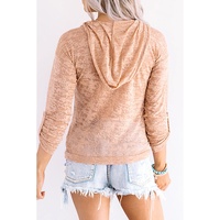 Azura Exchange Khaki Drawstring Hoodie with Kangaroo Pocket - S thumbnail