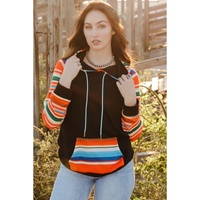 Azura Exchange Striped Patchwork Kangaroo Pocket Hoodie - L thumbnail