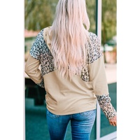 Azura Exchange Leopard Patchwork Hooded Sweatshirt with Pocket - M thumbnail