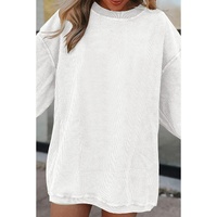 White Ribbed Corduroy Oversized Sweatshirt - S thumbnail
