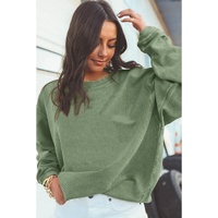 Green Ribbed Corded Oversized Sweatshirt - S thumbnail