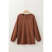 Chestnut Ribbed Corduroy Oversized Sweatshirt - 2XL thumbnail