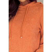 Orange Mineral Wash Kangaroo Pocket Drawstring Pullover Hoodie - L thumbnail