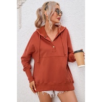 Azura Exchange Oversized Snap Button Hoodie with Thumb Hole in Orange - L thumbnail