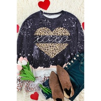 Azura Exchange Heart Leopard Splicing Pullover Sweatshirt - S thumbnail