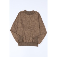 Azura Exchange Relaxed Brown Crew Neck Sweatshirt with Drop Shoulder Design - L thumbnail