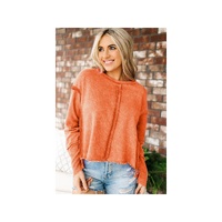 Azura Exchange Exposed Seamed High Low Raw Edge Sweatshirt - L thumbnail