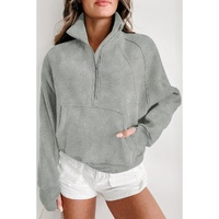 Azura Exchange Stand Collar Ribbed Sleeve Sweatshirt - L thumbnail