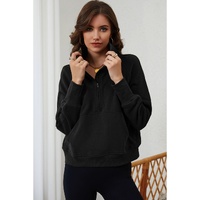 Azura Exchange Black Ribbed Thumbhole Sleeve Sweatshirt - S thumbnail