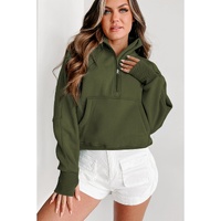 Azura Exchange Ribbed Thumbhole Sleeve Sweatshirt with Stand Collar and Zip Closure - XL thumbnail