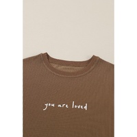 Khaki You Are Loved Print Corduroy Sweatshirt - S thumbnail
