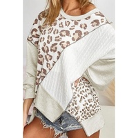 Asymmetrical Leopard Texture Splicing Loose Sweatshirt - S thumbnail