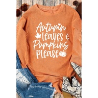Orange Autumn Leaves Pumpkins Please Ribbed Oversized Sweatshirt - L thumbnail