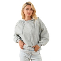 Gray Active Patchwork Detail Warm Winter Hoodie - S thumbnail
