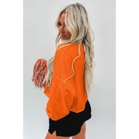 Orange Game Day Lettering Rugby Notched Neck Sweatshirt - S thumbnail
