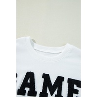 White GAME DAY Graphic Varsity Pullover Sweatshirt - S thumbnail