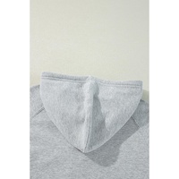 Light Grey Solid Color Fleece Lined Zip up Hoodie - 2XL thumbnail