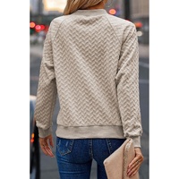 Beige Solid Textured Raglan Sleeve Pullover Sweatshirt - XL thumbnail