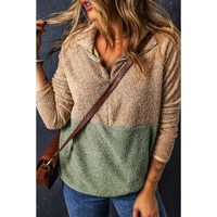 Smoke Gray Two Tones Color Block Half Zip Fleece Sweatshirt - L thumbnail
