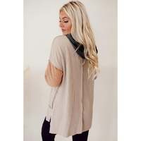 Smoke Gray Color Block High Low Textured Hoodie - S thumbnail