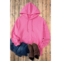Bonbon Fleece Lined Kangaroo Pocket Drawstring Chunky Hoodie - 2XL thumbnail
