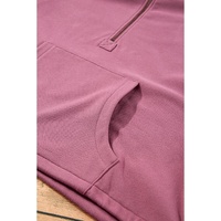 Valerian Fleece Lined Half Zipper Kangaroo Pockets Loose Hoodie - 2XL thumbnail