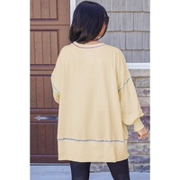 Contrast Stitching Split Baggy Sweatshirt - L thumbnail