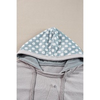 Beau Blue Floral Patchwork Star Pattern Drawstring Hoodie - 2XL thumbnail