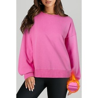 Bonbon Solid Fleece Lined Drop Shoulder High Low Sweatshirt - 2XL thumbnail