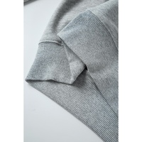 Light Grey Solid Loose Crew Neck Fleece Sweatshirt - L thumbnail