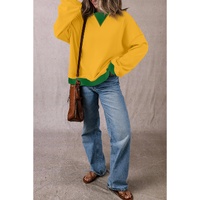 Ginger Color Block Patch Drop Shoulder Oversized Sweatshirt - 2XL thumbnail