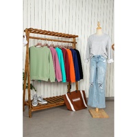 Aruba Blue Solid Fleece Lined Drop Shoulder Terry Sweatshirt - L thumbnail