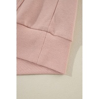 Fushia Solid Color Rivet Stud Raglan Sleeve Hoodie with Pocket - L thumbnail