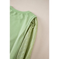 Mist Green Solid Patchwork Sleeve Round Neck Sweatshirt - 2XL thumbnail