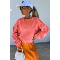 Russet Orange Drop Shoulder Crew Neck Loose Sweatshirt - L thumbnail